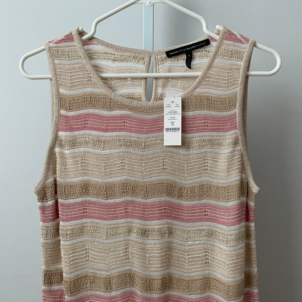 WHBM Dainty Coastal Beachy Relaxed Tank Top M Pink Gold - Picture 2 of 7